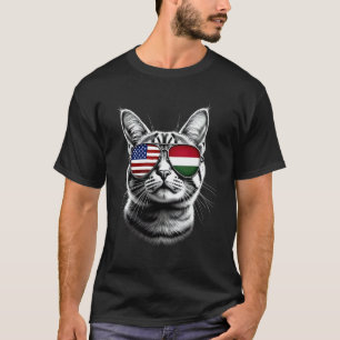 US Hungarian Cat Sunglasses Design Hungary USA Fla T-Shirt