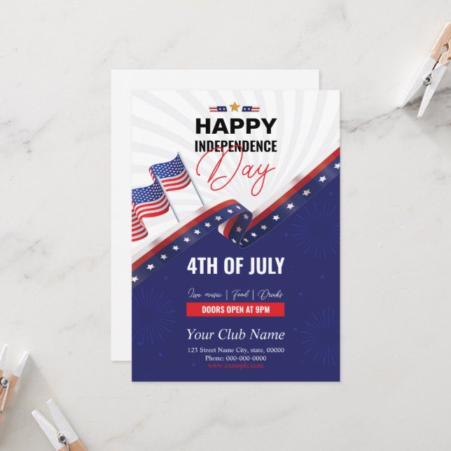 Us Independant Celebration Party Invitation Flyer (Front/Back In Situ)
