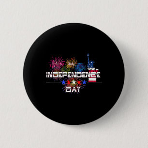 Us Independence Day 4th July Firework Statue Of Li 6 Cm Round Badge