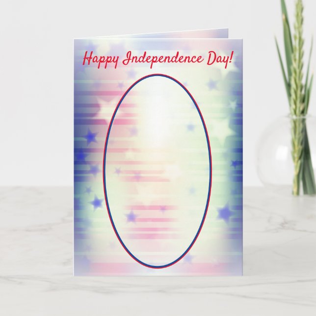 US Independence Day Mounted Cowboy With Flag Card (Front)