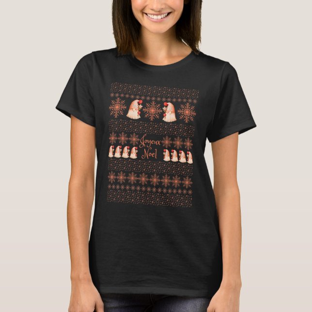 US Joyeux Noel Cute Gnome Snowflake Pattern Pastel T-Shirt (Front)