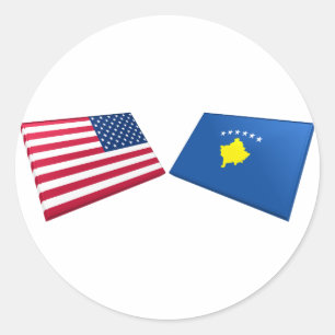 US & Kosovo Flags Classic Round Sticker