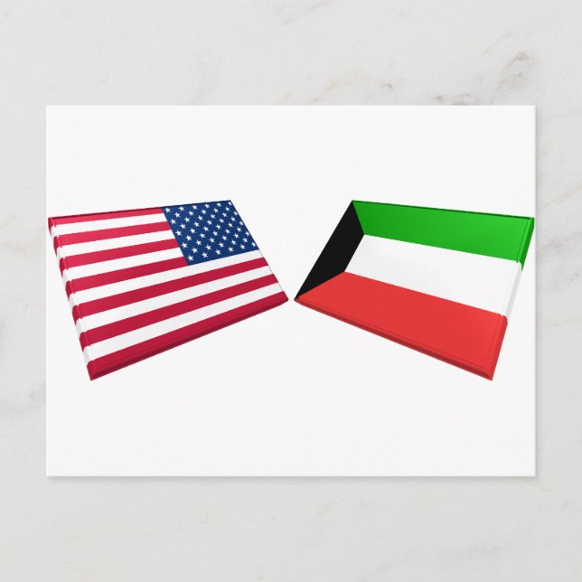 US & Kuwait Flags Postcard (Front)