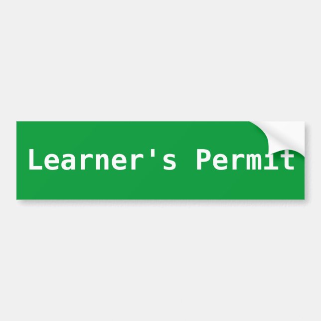 US learner's permit new driver green Bumper Sticker (Front)