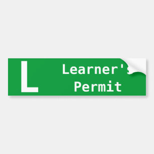 US learner's permit new L driver green Bumper Sticker