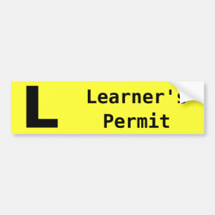 US learner's permit new L driver yellow Bumper Sticker