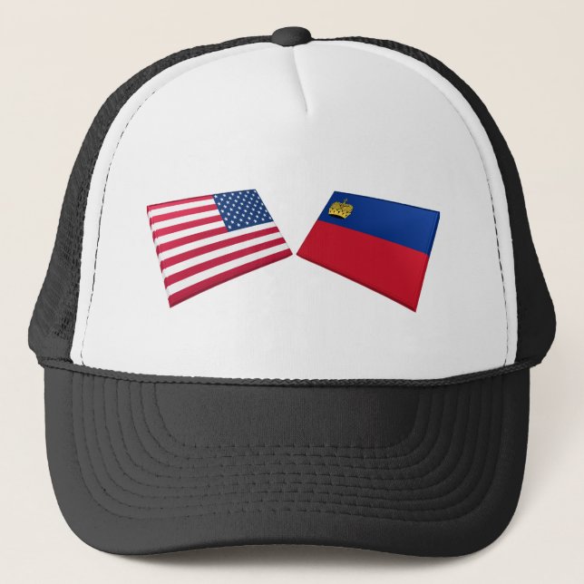 US & Liechtenstein Flags Trucker Hat (Front)