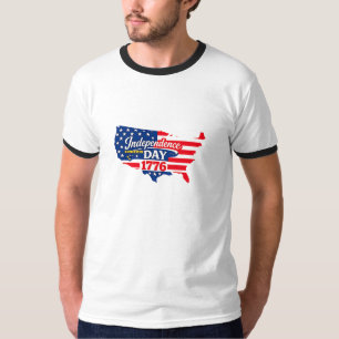 US Map American Flag Independence Day 1776 Patriot T-Shirt