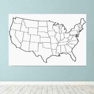 US Map Blank Outline United States 60x40 inch Photo Print