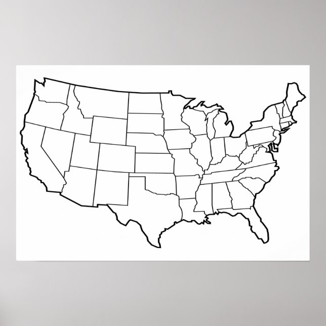 US Map Blank Outline United States Poster (Front)