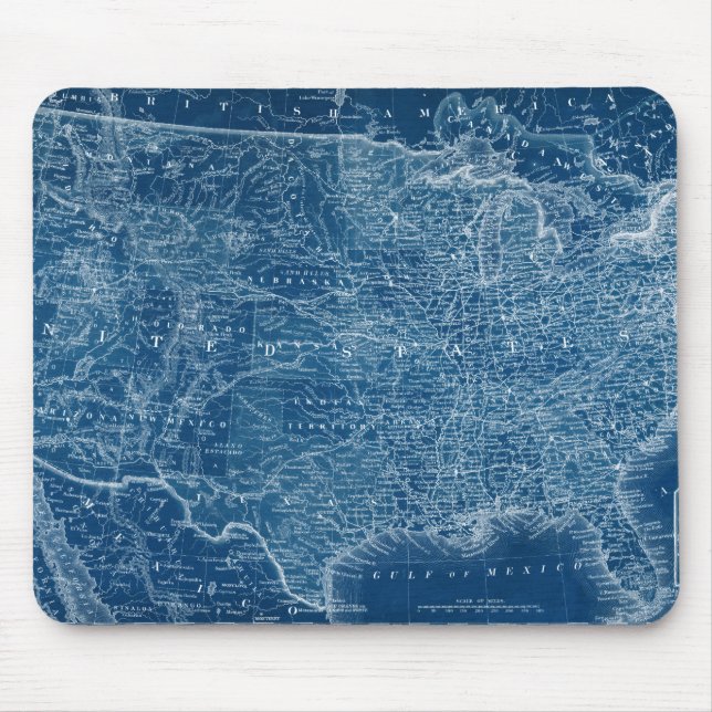 US Map Blueprint Mouse Mat (Front)