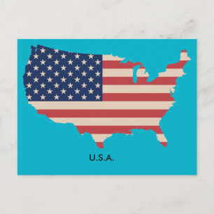 US Map Flag Postcard