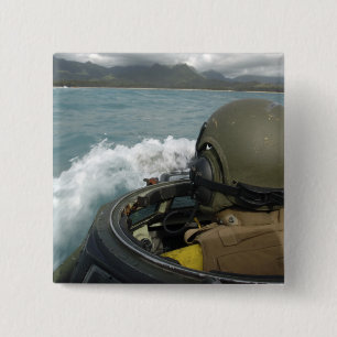 US Marine driving an amphibious assault vehicle 15 Cm Square Badge