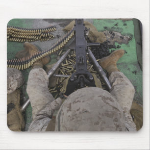 US Marine fires an M2 50-calibre machine gun Mouse Mat