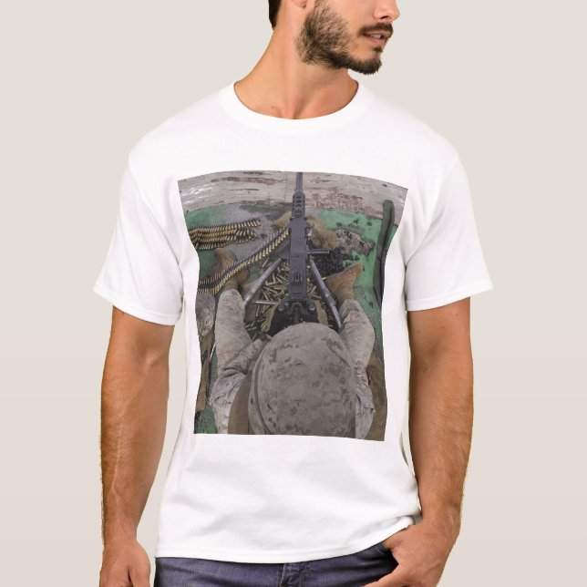 US Marine fires an M2 50-calibre machine gun T-Shirt (Front)
