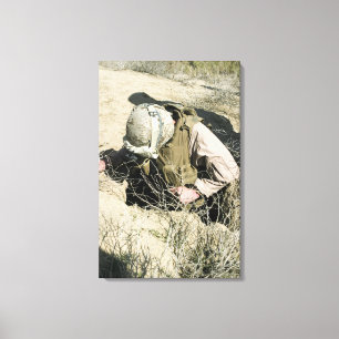 US Marine jumps down a hole Canvas Print