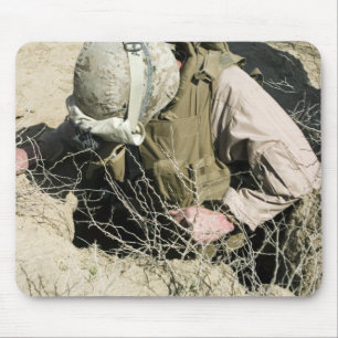 US Marine jumps down a hole Mouse Mat