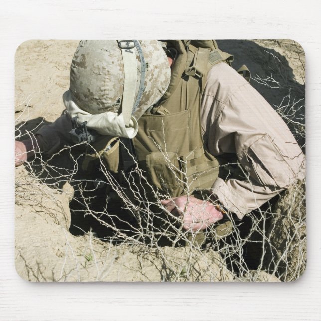 US Marine jumps down a hole Mouse Mat (Front)
