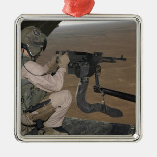 US Marine test firing an M240 heavy machine gun Metal Tree Decoration