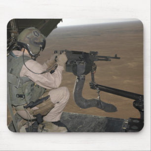 US Marine test firing an M240 heavy machine gun Mouse Mat