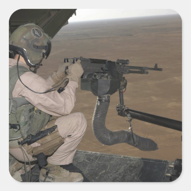 US Marine test firing an M240 heavy machine gun Square Sticker (Front)