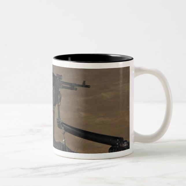 US Marine test firing an M240 heavy machine gun Two-Tone Coffee Mug (Right)