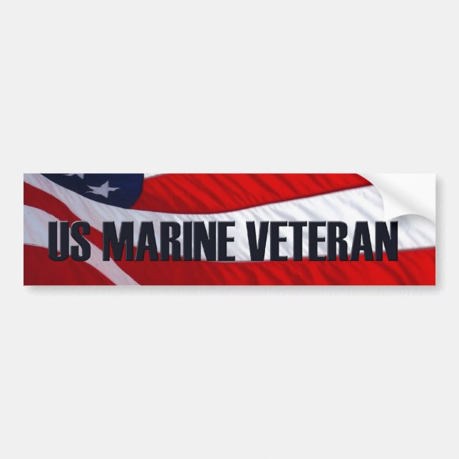US Marine Veteran American Flag Bumper Sticker (Front)