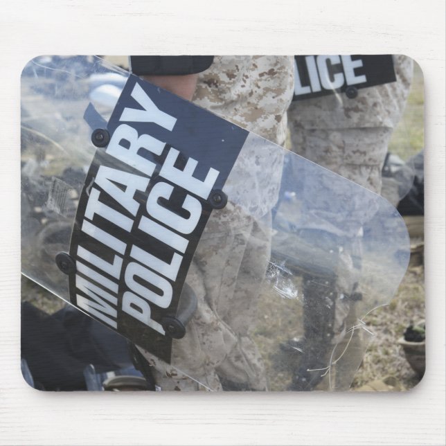 US Marines and Sailors don riot gear Mouse Mat (Front)