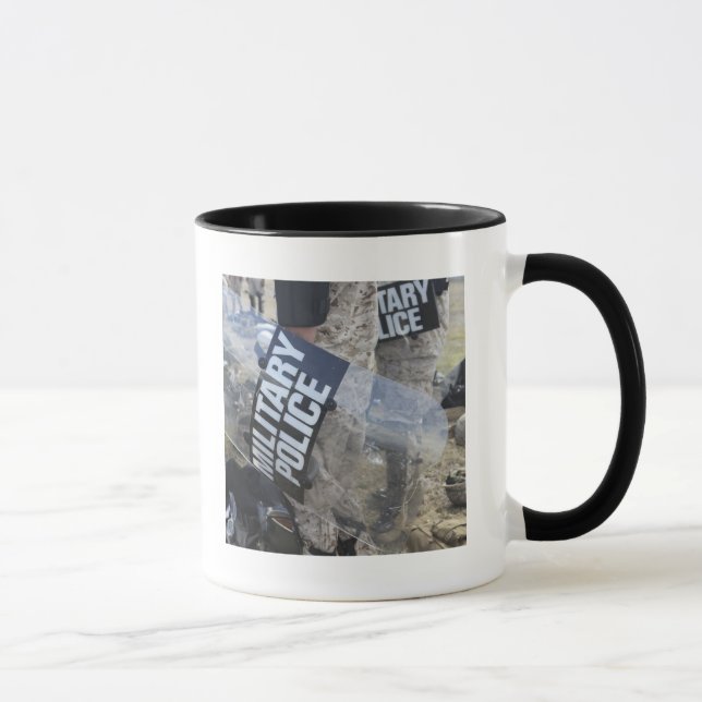 US Marines and Sailors don riot gear Mug (Right)