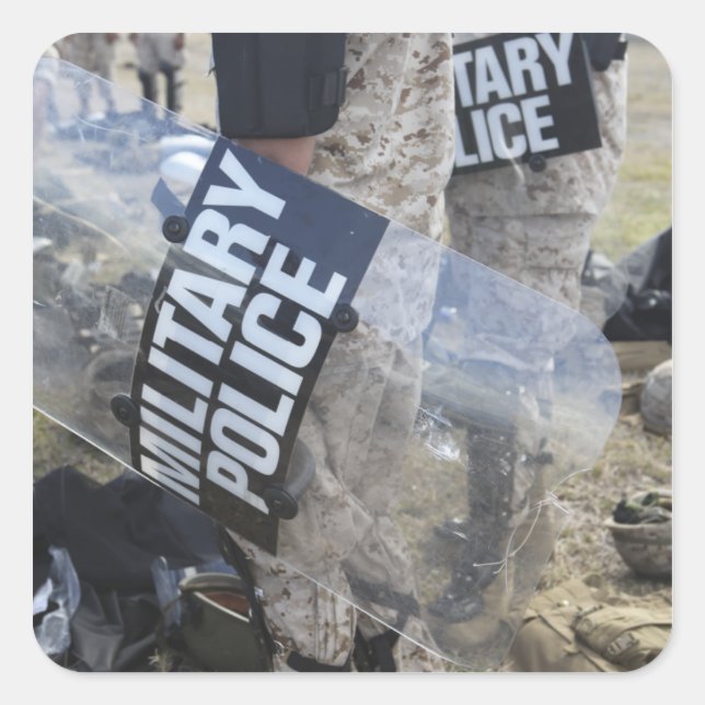 US Marines and Sailors don riot gear Square Sticker (Front)