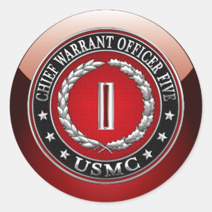 US Marines: Chief Warrant Five (USMC CWO-5) [3D] Classic Round Sticker