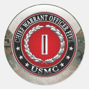 US Marines: Chief Warrant Five (USMC CWO-5) [3D] Classic Round Sticker