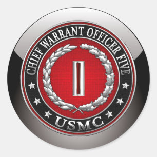US Marines: Chief Warrant Five (USMC CWO-5) [3D] Classic Round Sticker