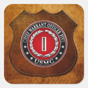 US Marines: Chief Warrant Five (USMC CWO-5) [3D] Square Sticker