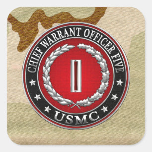 US Marines: Chief Warrant Five (USMC CWO-5) [3D] Square Sticker
