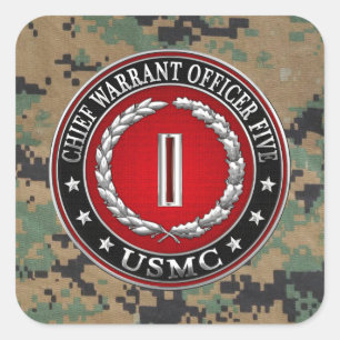 US Marines: Chief Warrant Five (USMC CWO-5) [3D] Square Sticker