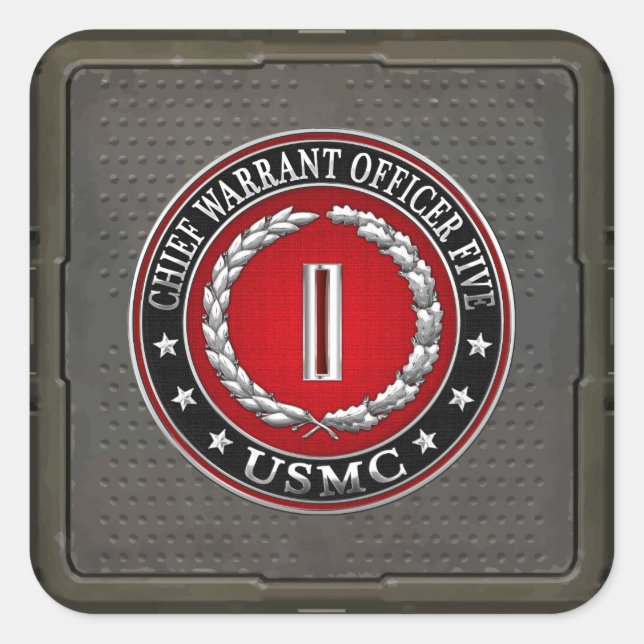 US Marines: Chief Warrant Five (USMC CWO-5) [3D] Square Sticker (Front)