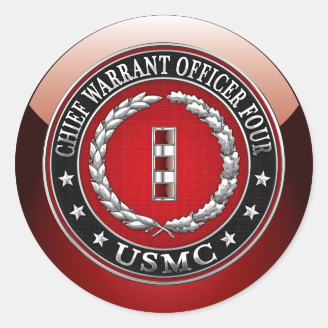 US Marines: Chief Warrant Four (USMC CWO-4) [3D] Classic Round Sticker (Front)