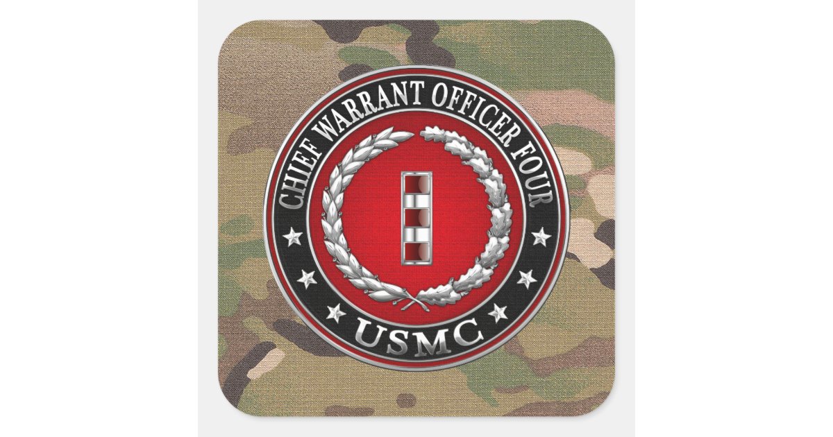 US Marines: Chief Warrant Four (USMC CWO-4) [3D] Square Sticker | Zazzle
