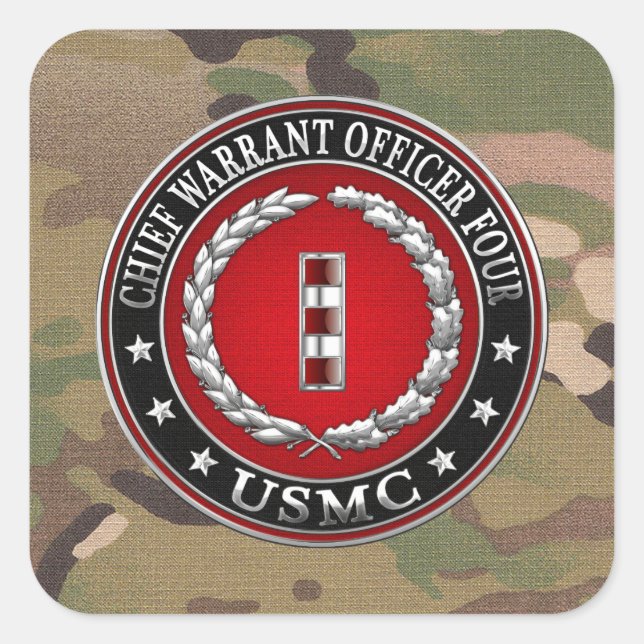 US Marines: Chief Warrant Four (USMC CWO-4) [3D] Square Sticker (Front)