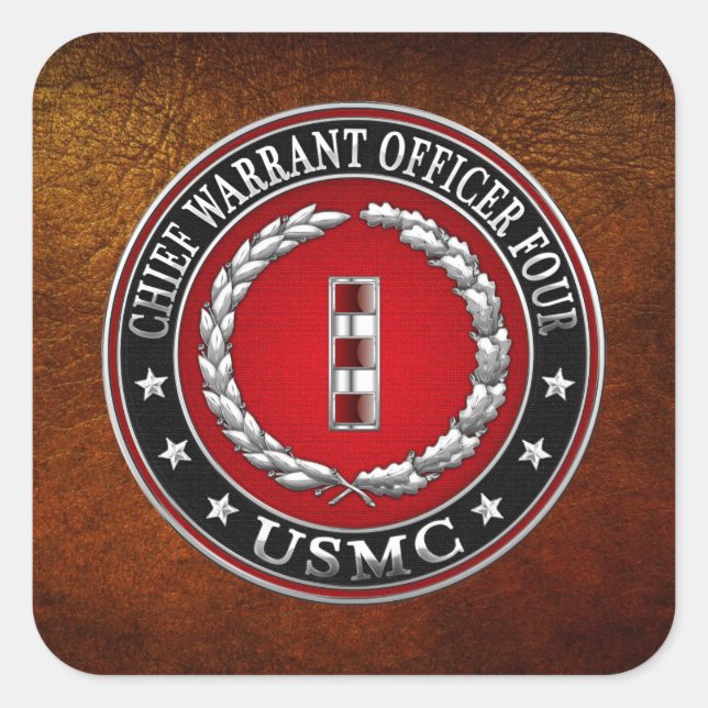 US Marines: Chief Warrant Four (USMC CWO-4) [3D] Square Sticker (Front)