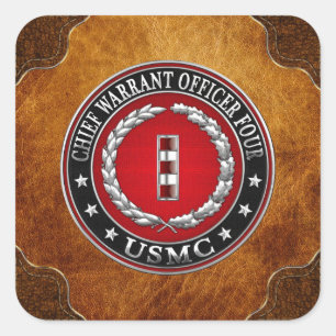 US Marines: Chief Warrant Four (USMC CWO-4) [3D] Square Sticker