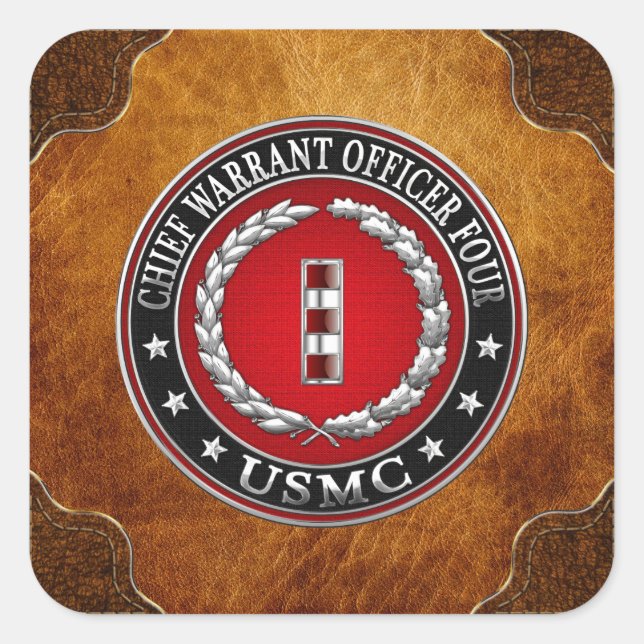 US Marines: Chief Warrant Four (USMC CWO-4) [3D] Square Sticker (Front)