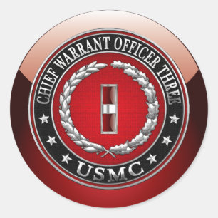 US Marines: Chief Warrant Three (USMC CWO-3) [3D] Classic Round Sticker