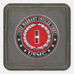 US Marines: Chief Warrant Three (USMC CWO-3) [3D] Square Sticker