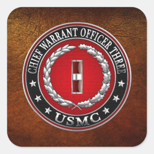 US Marines: Chief Warrant Three (USMC CWO-3) [3D] Square Sticker