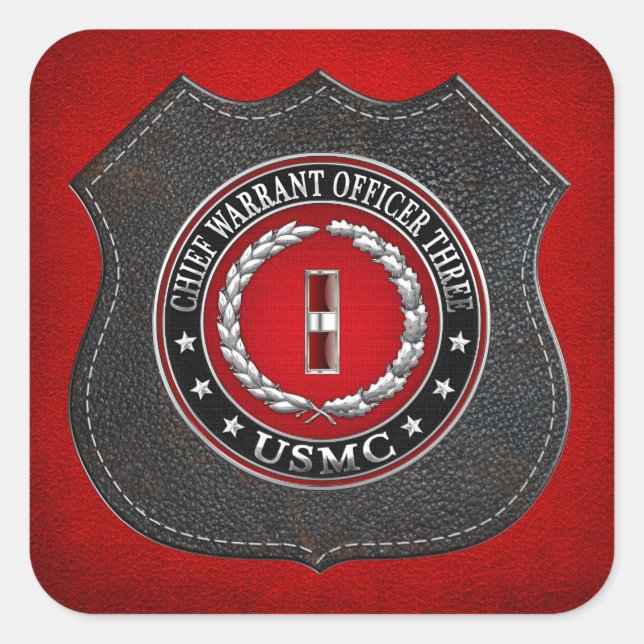 US Marines: Chief Warrant Three (USMC CWO-3) [3D] Square Sticker (Front)