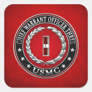 US Marines: Chief Warrant Three (USMC CWO-3) [3D] Square Sticker