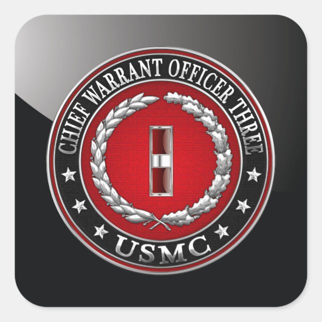 US Marines: Chief Warrant Three (USMC CWO-3) [3D] Square Sticker (Front)