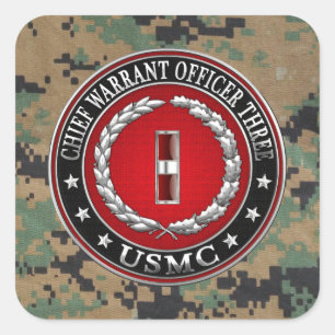 US Marines: Chief Warrant Three (USMC CWO-3) [3D] Square Sticker
